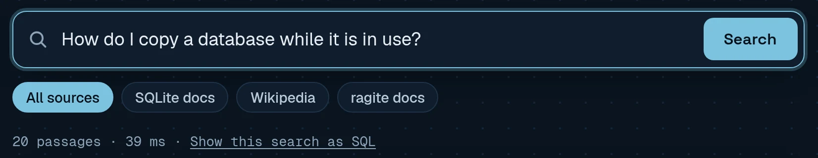 Search box with a plain-language question